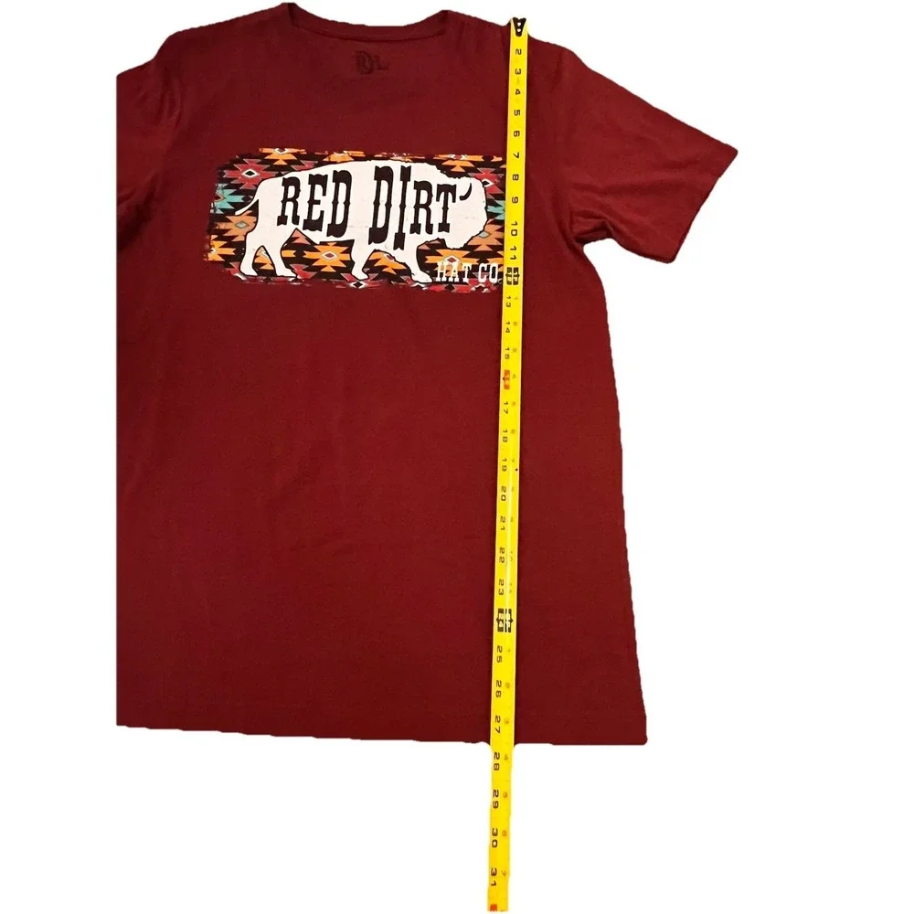 Red‎ Dirt Hat Co Aztec White Buffalo Graphic T-shirt Unisex Med Maroon Western